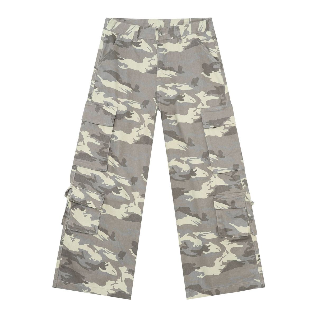 Men's Camo Cargo Jeans Vintage Workwear Style Baggy Straight Leg Denim Pants Multiple Pockets Streetwear_viptrois.com