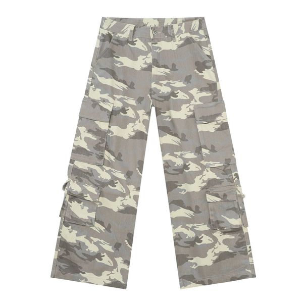 Men's Camo Cargo Jeans Vintage Workwear Style Baggy Straight Leg Denim Pants Multiple Pockets Streetwear_viptrois.com