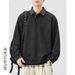 Men's Jacquard Textured Collar Polo Sweatshirt – Loose Fit Knit Pullover With -Style Collar Design_viptrois.com