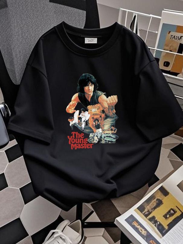 Jackie Chan The Young Master Kung Fu T Shirt Regular Fit White Soft Homme Versatile Fashion Comfortable Casual Graphic Streetwear Summer_viptrois.com