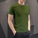 Men's Clothing Shirts And Clothing Short Sleeved T Shirts Slim Fit Thin 140g Polyester Solid Color Bottoming Shirt_viptrois.com