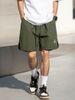 K Men's Loose Casual Shorts With A Curved Slit Design At The Hem And Embroidered Sporty Five Quarter Pants_viptrois.com