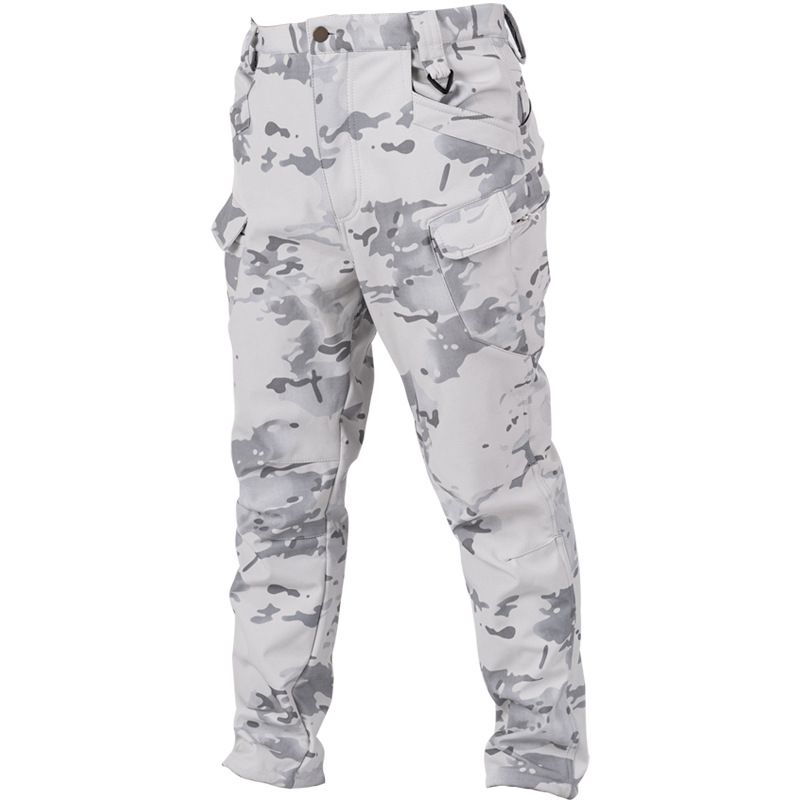 Men's Clothing Snow Camouflage Jacket And Pants Suit Cross Border Shark Skin Tactical Jacket Plus Velvet And Thickened Underarm Zipper_viptrois.com