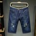 Men's Breathable Summer Riding Breeches Light Blue Denim Shorts Five Point Trendy Four Point Seven Point Pants_viptrois.com