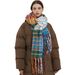 Unisex Wool-rainbow plaid scarf women's winter scarf thickened warm shawl_viptrois.com