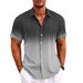Men's Digital 3D Printed Short-Sleeved Shirt Color-Block Striped Lapel Casual Style Summer Fashion_viptrois.com