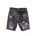 Trendy Brand Fashion Personality Embroidery Slim Straight Leg Denim Shorts Men Ins Korean Version Trendy Summer Black_viptrois.com