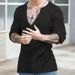 Loom Cross-Border 2025 European And American Men's Casual Autumn Winter Deep V-Neck Slim Fit Long Sleeve Solid Color_viptrois.com