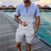 Men's Casual 2-Piece Set - Short Sleeve Zipper Shirt & Matching Shorts | Summer Outfit_viptrois.com