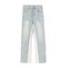 American 2025 Summer High Street Jeans Spliced With Washed Light Colored Denim Straight Leg For Slimming Men's Pants_viptrois.com