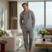 Men's Linen Lounge Set 2-Piece Comfort Outfit - Soft Breathable Long Sleeve Top And Pants, Relaxed Fit For Home & Casual Wear_viptrois.com