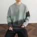 Pure Light Mature Style Gradient Color Block Crew Neck Sweater Men 2025 Autumn Winter New Trendy Loose Lazy Feel Outerwear_viptrois.com