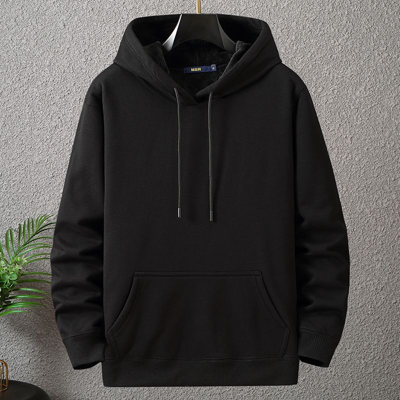 Pure Fleece-Lined Pullover Hoodie Plus Size Loose Fit Men's Super Soft Comfortable Winter_viptrois.com