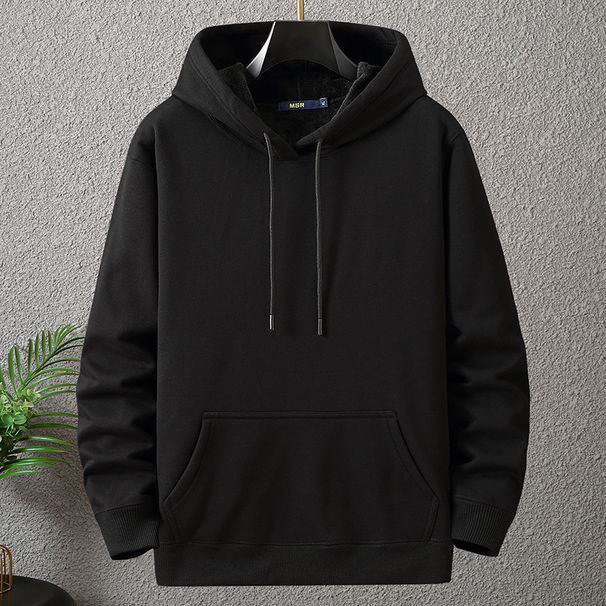 Pure Fleece-Lined Pullover Hoodie Plus Size Loose Fit Men's Super Soft Comfortable Winter_viptrois.com