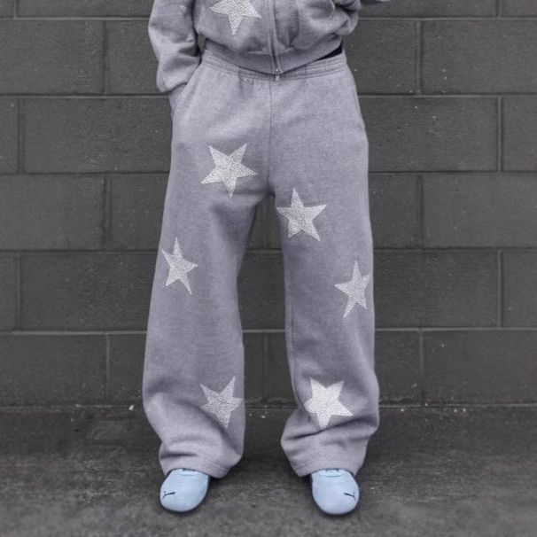 New Trend Brand Street Hip Hop Fashion Printing Loose Casual Sweatpants Sweatshirt_viptrois.com