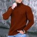 Men's Clothing Winter Youth High Collar Men's Winter Knit Sweater High Neck Thickened Solid Color Striped Pullover Casual Warm Turtleneck Sweater_viptrois.com