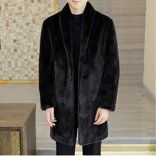Men's Clothing Men's Fur Coat Imitation Mink Fur Coat Mid Length Mink Velvet Windbreaker Young Handsome Casual Winter Warm_viptrois.com