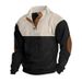 Men's Casual Button Up Collar Jacket European Size Autumn Winter American Fashionable Color Matched Pullover Sweatshirt_viptrois.com