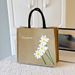 Beach Bag Large Capacity Linen Bag Women's Linen Carrying Mommy Bag Student Class Shoulder Tote Bag_viptrois.com