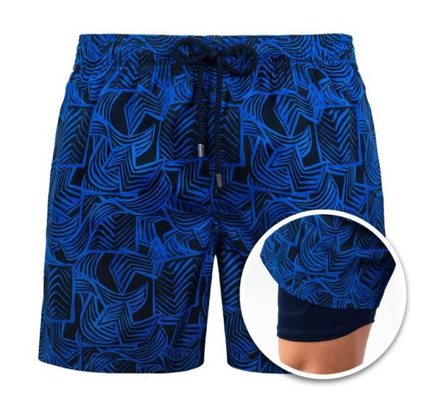 Men's Beach Pants Sports Print Double Layer Shorts Product Upgrade Pocket Drainage_viptrois.com