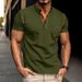 Men's Clothing Summer New Men's Henley Shirt Short Sleeve Striped Splicing Casual Sports Men's Short Sleeve_viptrois.com