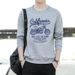 Autumn Winter Thickened Fleece-lined Loose Men's Sweatshirt, Urban Travel Style, Printed Patchwork, Hoodless, Versatile_viptrois.com
