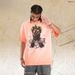 Street Portrait Print Reverse Wash Distressed Frayed Edge Men's T-shirt Trendy Brand T-shirt_viptrois.com
