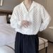 Early Autumn Light Mature Abstinence Niche Design Hollow Long Sleeved Shirt Men's Korean Version Of The Handsome Drape Very Fairy Hairstylist Shirt_viptrois.com