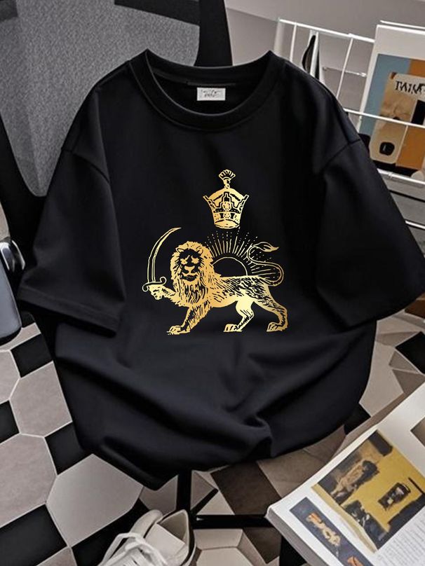 Persian Flag Iranian Lion Sun And Crown Iran Persia T Shirt Size S-5XL Homme Fashion Comfortable Unisex Designer Clothes Summer Stretched Stylish_viptrois.com