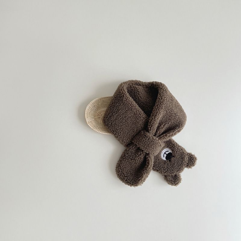 Children's scarf gloves winter cute cartoon men's and women's baby plush gloves and cashmere set_viptrois.com