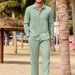 Men's Casual Long Sleeve Shirt And Straight Leg Pants Set - Breathable Loose Fit Spring Summer Outfit_viptrois.com