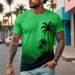 Cross Border Supply Of Hawaiian Coconut Tree Style Short Sleeved T Shirt For Summer Men's Gradient Printing Beach Style Casual Short Sleeved Men_viptrois.com