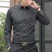 Men's Long Sleeved White Business Casual Professional Formal Wear Korean Version Trendy Solid_viptrois.com