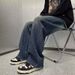 Washed Straight-Leg Jeans For Men, Spring And Autumn Style, American Loose Fit, Wide-Leg Casual Retro Trendy Brand,_viptrois.com