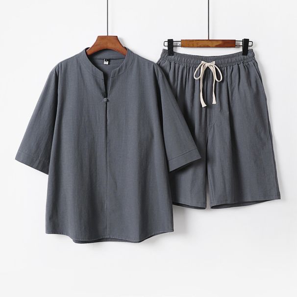 Men's Chinese Style Linen Tang Suit 2-Piece Set Traditional Retro Jacket And Pants Outfit Breathable Comfortable Asian Inspired Clothing_viptrois.com