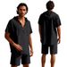 Men's Clothing Summer Men's Loose Casual Linen Solid Color Buttoned Beach Hooded Short Sleeved Suit_viptrois.com