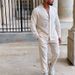 Men's Linen Long-Sleeve Shirt & Pants Set – Breathable Summer Casual Outfit In White/Black/Khaki (S-XXXL, Lightweight & Wrinkle-Resistant)_viptrois.com