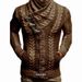 Loom 2024 New High Collar Horn Leather Button Knitted Fashion Cardigan Men's Sweater_viptrois.com