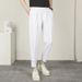 Summer Casual Men's Slim Fit Tapered Leg Dress Pants Loose Korean Style Versatile Trendy Cropped Harem Pants_viptrois.com