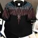 American Style Plus Size 150kg Retro Heavy Industry Wings Rhinestone Short Sleeve T-Shirt Unisex Loose Couple Casual_viptrois.com