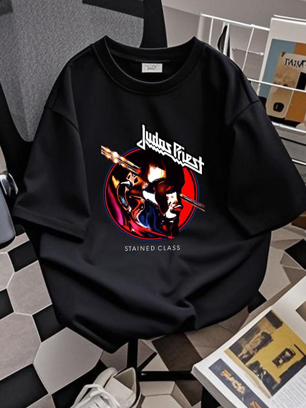 judas Priest Stained Class Album Circle T Shirt Graphic Breathable Versatile Casual Slightly Streetwear Fashion Designer Clothes_viptrois.com
