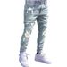 Men's Clothing Men's Slim Fit Skinny Jeans High Street Motorcycle Style Ripped And Patched Style Slimming Leg Pants_viptrois.com