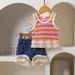 Mother & Kids Baby Girl Fashion Tassel Striped Sleeveless Top Tassel Denim Shorts Two Piece Set Cute_viptrois.com