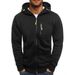 Men's Clothing Fleece-Lined Zip-Up Hoodie With Stand Collar Athletic Casual Pullover (White Wine Red, Navy, Army Green, Light Gray, Dark Gray)_viptrois.com