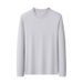 Pure Cotton Long Sleeve 230g Round Neck Base Layer For Men Versatile Solid Color Men's T-Shirt With Embroidered Logo_viptrois.com