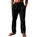 Men's Casual Long Pants Loose Straight Leg With Vertical Stripes Mid High Waist Wide Leg_viptrois.com