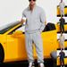 Men's Casual Trousers Suit Heavy Texture Pattern Trend Stand Collar Henry Sweatshirt American Style Autumn Winter Loose_viptrois.com
