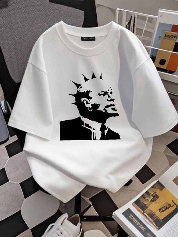BANKSY PUNK LENIN MEN'S T-SHIRT - Mohican Urban - Choice Of Colours - Size S-3XL Streetwear Unisex Summer Slightly Designer Clothes Comfortable_viptrois.com