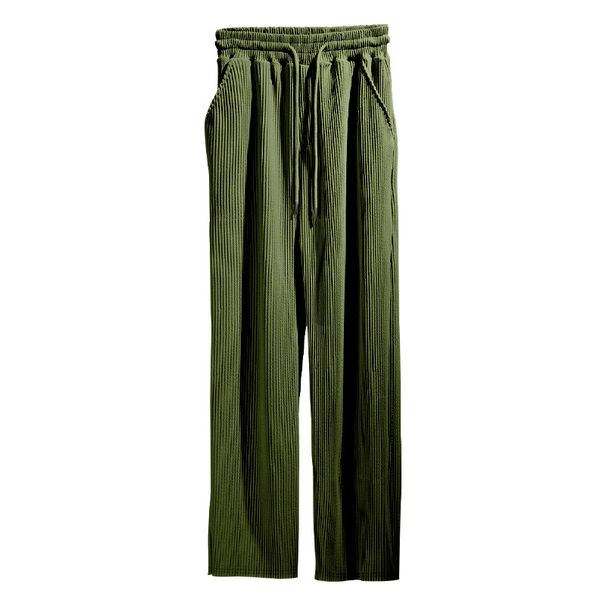 Men's Clothing Men's Pants European Size Spring And Autumn Jacquard Striped Wide Leg Men's Casual Loose Pit Strip Drawstring Straight Tube Large_viptrois.com