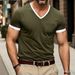 2025 Spring/Summer New V-neck Men's Casual T-shirt Top_viptrois.com